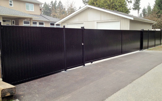 Aluminum paneled privacy fence Vancouver