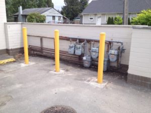 yellow bollards Vancouver